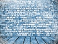 Brick wall and floor in snow Royalty Free Stock Photo