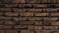 A brick wall with a gray cement base. The wall is made of red bricks and has a rough texture Royalty Free Stock Photo