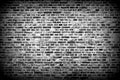 Brick wall horizontal background with bricks - black and white Royalty Free Stock Photo
