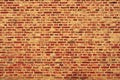 Brick wall horizontal background with red, orange and brown bricks - orange version Royalty Free Stock Photo
