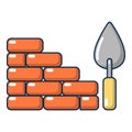 Brick wall icon, cartoon style Royalty Free Stock Photo