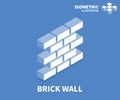 Brick wall icon. Isometric template for web design in flat 3D style. Vector illustration Royalty Free Stock Photo