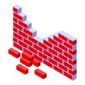 Brick wall icon isometric vector. Worker team Royalty Free Stock Photo