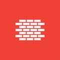 Brick Wall Icon On Red Background. Red Flat Style Vector Illustration Royalty Free Stock Photo