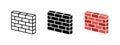 Brick wall icon. Stone block barrier symbol. Construction facade brickwork vector illustration. Perspective brick wall texture Royalty Free Stock Photo