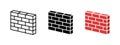 Brick wall icon. Stone block barrier symbol. Construction facade brickwork vector illustration. Perspective brick wall texture Royalty Free Stock Photo