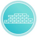 Brick Wall Icon in Turquoise Circle. Construction and Building Symbol Royalty Free Stock Photo