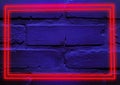 Brick wall illuminated night cement fragmen design neon material disco wallpaper close surface abstract texture backdrop