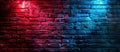 Brick Wall Illuminated by Red and Blue Lights Royalty Free Stock Photo