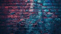Vibrant Blue and Red Lights on Brick Wall Royalty Free Stock Photo