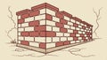 Brick wall illustration, construction material and building element graphic vector design Generative AI Royalty Free Stock Photo