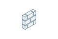 brick wall isometric icon. 3d line art technical drawing. Editable stroke vector Royalty Free Stock Photo