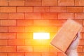 Brick wall with last one block to complete job Royalty Free Stock Photo