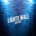 Brick wall with lights. Colorful light shining on a wall. Vector poster design Royalty Free Stock Photo