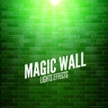 Brick wall with lights. Colorful light shining on a wall. Vector poster design Royalty Free Stock Photo