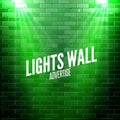 Brick wall with lights. Colorful light shining on a wall. Vector poster design Royalty Free Stock Photo