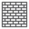 Brick wall line icon, security and build Royalty Free Stock Photo