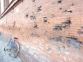 Brick wall in Munich, Germany, with bullet holes since the second world war. Royalty Free Stock Photo