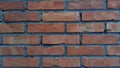 Brick wall made of dark red bricks. Lightly worn surface. Neat masonry, cement between the rows. Grunge background. The exterior Royalty Free Stock Photo