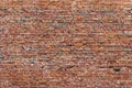 Brick wall made of old crumbling red bricks