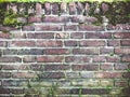 Brick wall with moss growing on it Royalty Free Stock Photo