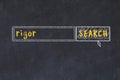 Chalk sketch of browser window with seqrch form and inscription rigor