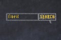 Search engine concept. Looking for fibril. Simple chalk sketch and inscription