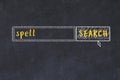 Search engine concept. Looking for spell. Simple chalk sketch and inscription