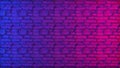 A brick wall neon blue red 3d rendering Royalty Free Stock Photo