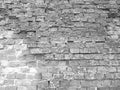 Brick wall. Old flaky white paint peeling off a grungy cracked wall. Cracks, scrapes, peeling old paint and plaster on background Royalty Free Stock Photo