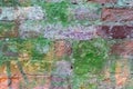 Brick wall. Old paint. Different colour.  Close-up Royalty Free Stock Photo