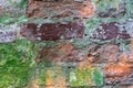 Brick wall. Old paint. Different colour.  Close-up Royalty Free Stock Photo