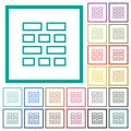 Brick wall outline flat color icons with quadrant frames Royalty Free Stock Photo