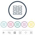 Brick wall outline flat color icons in round outlines Royalty Free Stock Photo