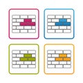 Brick Wall - Outline Styled Icon - Editable Stroke - Colorful Vector Illustration - Isolated On White Background