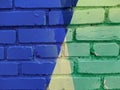 brick wall painted in different bright colors. Royalty Free Stock Photo