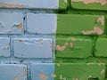 brick wall painted in different bright colors. Royalty Free Stock Photo