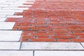Brick wall in perspective, close up. Royalty Free Stock Photo