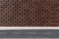 The brick wall and pitch street, 3d rendering