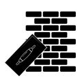 Brick wall and putty knife icon in trendy design style Royalty Free Stock Photo