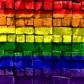 Brick wall Rainbow Flag