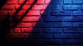 Brick wall with red and blue lighting, abstract background. Urban art and architecture concept Royalty Free Stock Photo
