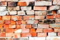 brick wall of red color, wide panorama of masonry. brick tiles stacked on a pallet. Red bricks for pavement wall. Stack