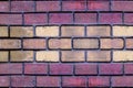 Brick wall red dark terracotta stone rectangle beige sand design close-up horizontal base Royalty Free Stock Photo