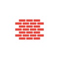 Brick Wall Red Icon On White Background. Red Flat Style Vector Illustration Royalty Free Stock Photo