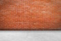 Brick wall room and floor background and texture with copy space Royalty Free Stock Photo