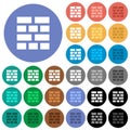 Brick wall round flat multi colored icons Royalty Free Stock Photo