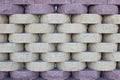 Brick wall from a round modern brick, background. Texture