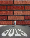 Brick wall and stop sign Royalty Free Stock Photo