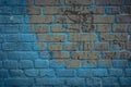 Brick wall surface in navy blue tone. Abstract architectural background and texture for design Royalty Free Stock Photo